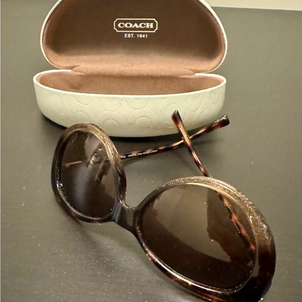 Coach sunglasses cat eye,brown/gold shimmer/ + case